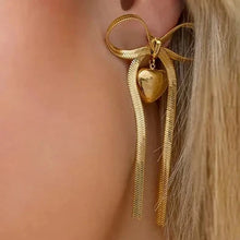 Load image into Gallery viewer, Costume - Jewellery - Ocean Charms - Bow Earings with Love heart