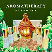 Load image into Gallery viewer, Wicker Diffuser for Essential Oils with Calming Soft light and Spray Mist - Tan with multicolour light