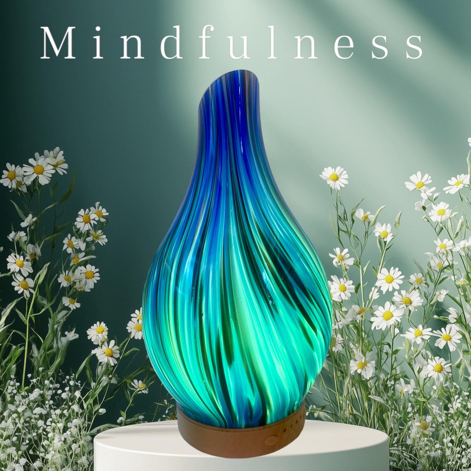 Diffuser - Coloured Glass - for Essential Oils with Calming Soft light ...